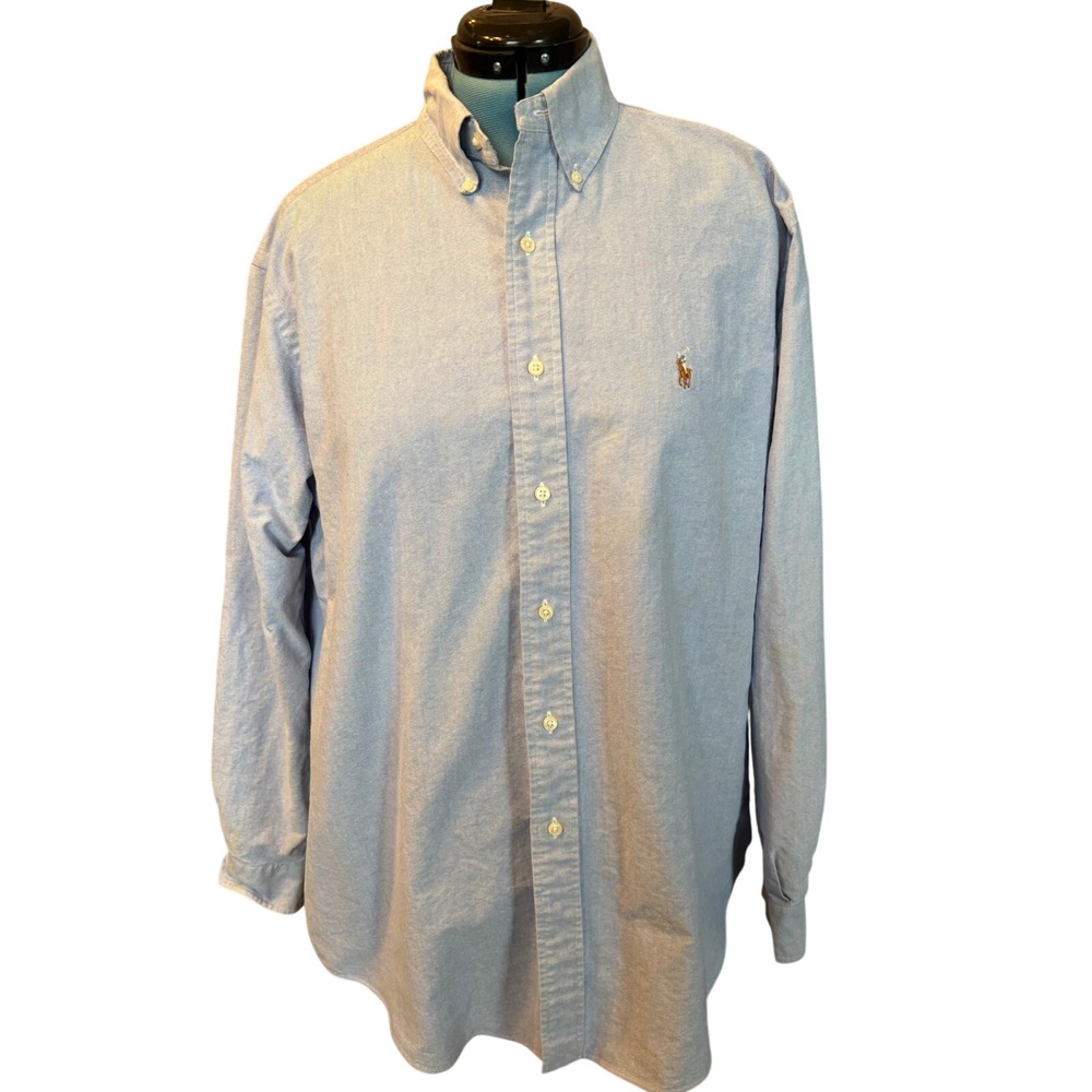 Polo Ralph Lauren Yarmouth Mens 16.5 35 Blue Oxford Button Down Shirt Cotton